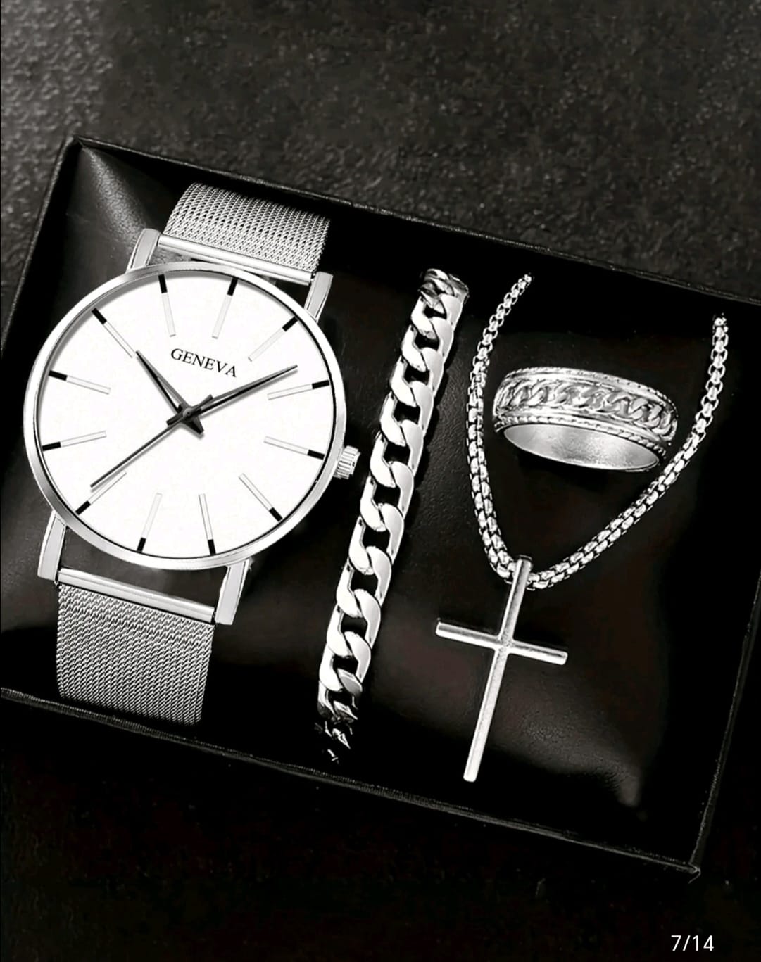 SET DE RELOJ ACERO INOX GENEVA FONDO BLA