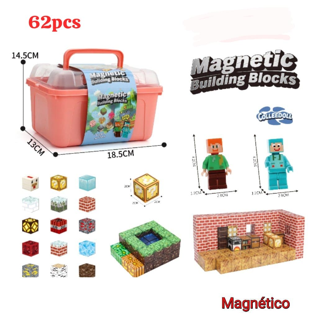 Bloques magneticos tipo Minecraft 62 pcs